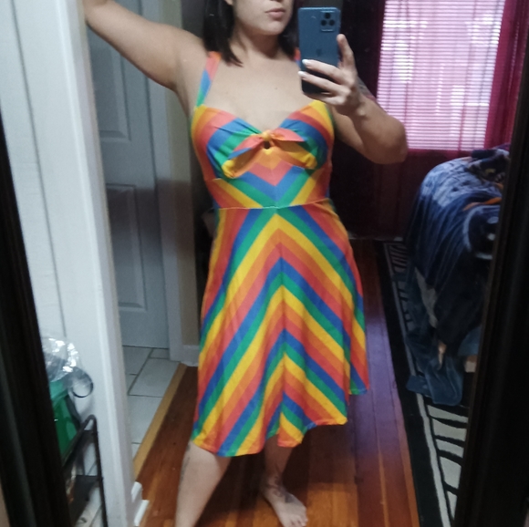 Modcloth Dresses & Skirts - * SOLD * 🌈 Modcloth Large Rainbow Gay Pride halter Dress